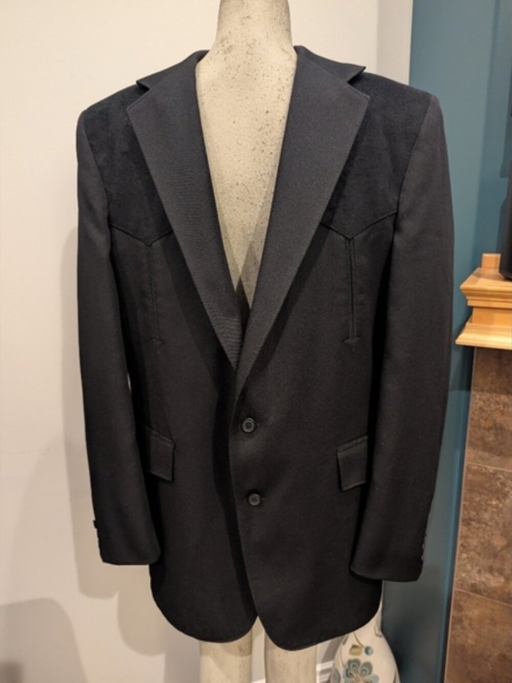 Pagano West Mens 44L  Black Western Blazer Sports Coat Cowboy made in the USA